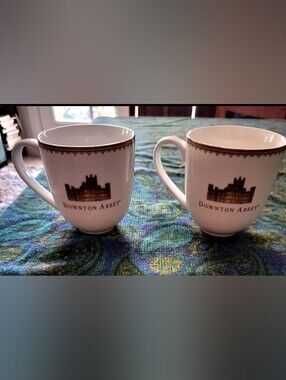 Cost Plus World Market White and Gold Downton Abbey Ceramic Mugs - Set of 2